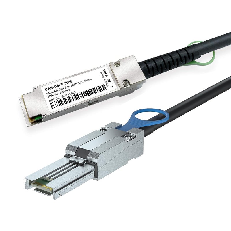 HYFIBER QSFP to SFF-8088 MiniSAS Cable, SFF-8436 to SFF-8088 External DDR Hybrid SAS Cable, 100-Ohm, 0.5 Meter(1.64ft), Copper Passive for NetApp DS4243 DS4246 DS2246 - Image 1